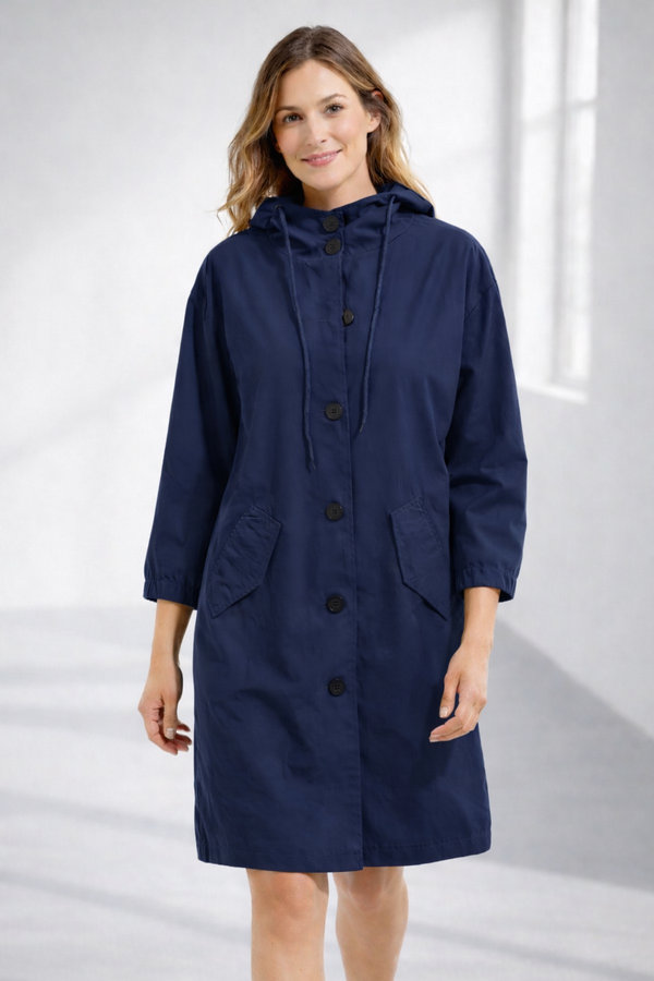 Chaqueta para mujer con capucha de longitud media