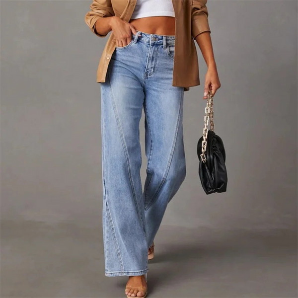 Stylish Wide-Leg High-Waisted Denim Jeans