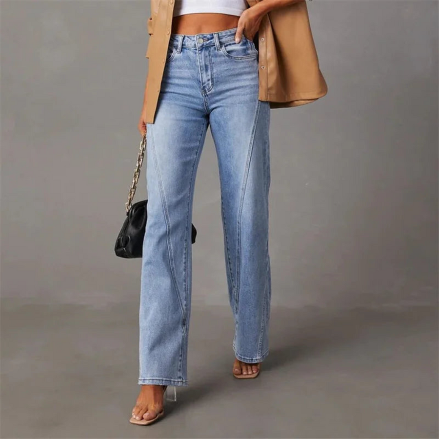 Stylish Wide-Leg High-Waisted Denim Jeans