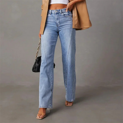 Stylish Wide-Leg High-Waisted Denim Jeans