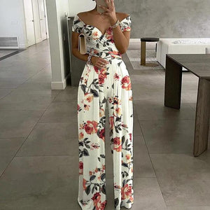 Women’s Off-Shoulder Floral Wide-Leg Jumpsuit