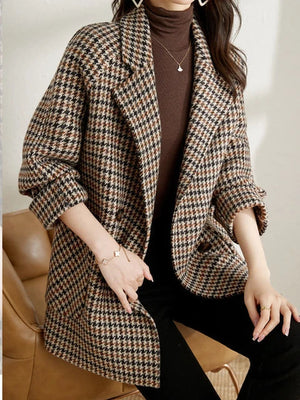 Women's Classic Houndstooth Blazer Coat