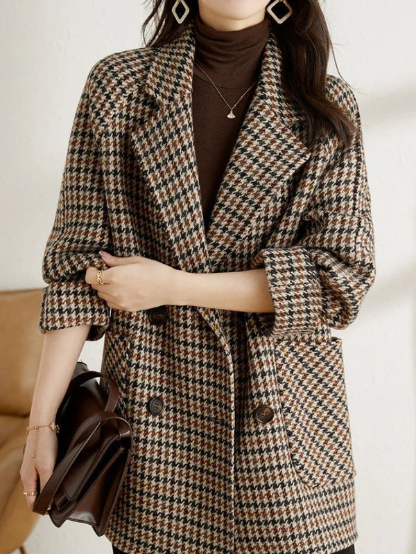 Women's Classic Houndstooth Blazer Coat