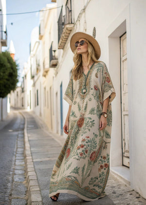 Vibrant Bohemian Printed Kaftan Dress for Women