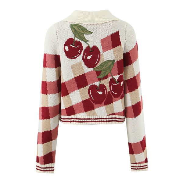 Women's Cropped Knitted Cardigan Cherry Blossom