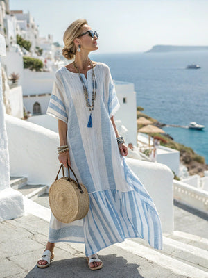 Chic Long Kaftan Dress for Effortless Mediterranean Style
