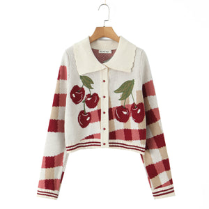 Women's Cropped Knitted Cardigan Cherry Blossom