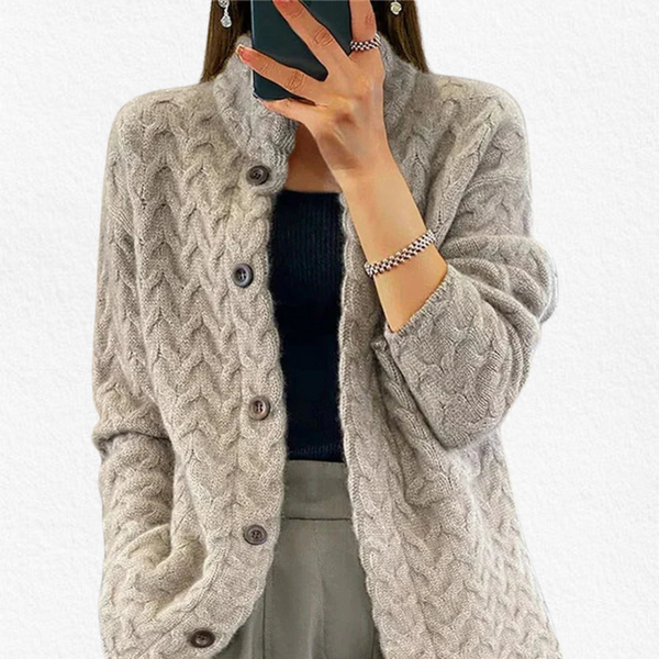 Women's Elegant Knitted  Button-Front Cardigan