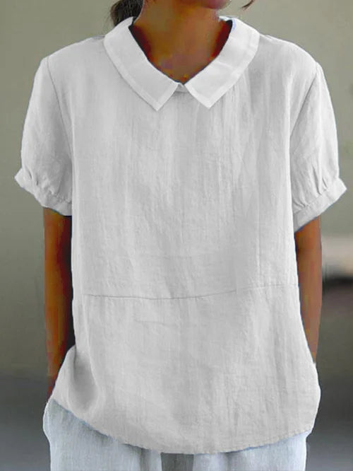 Lightweight Short Sleeve Linen Blouse for Women