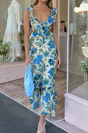 Chic Sleeveless Maxi Dress with Ruffle Straps