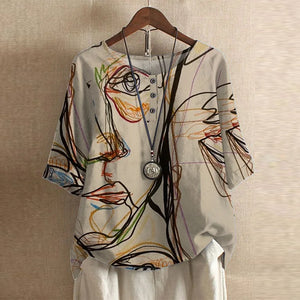Women’s Vintage Floral Print Loose Fit Blouse