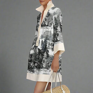 Chic Vintage Floral Mini Tunic Dress for Women