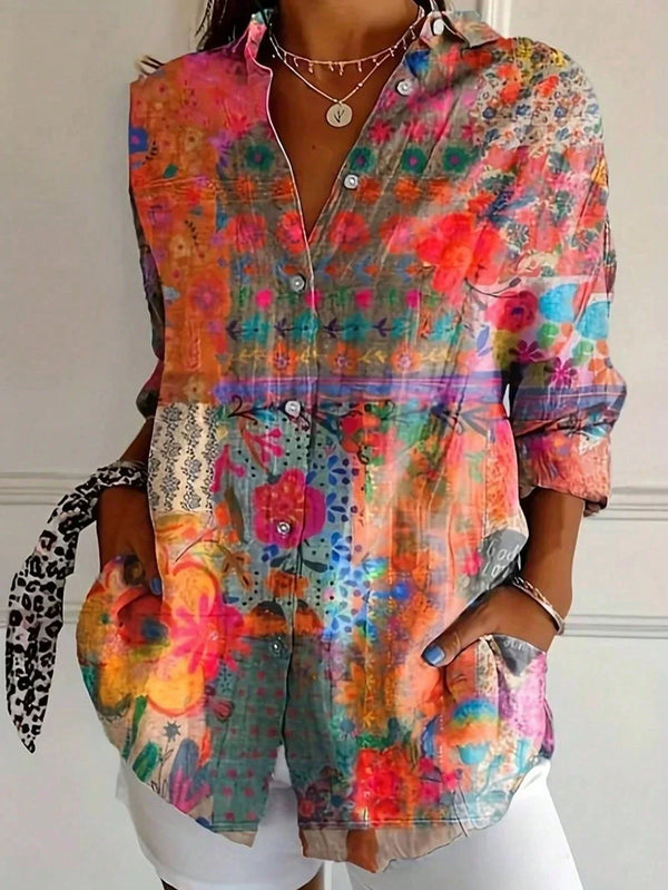 Women's Floral Button Front Blouse