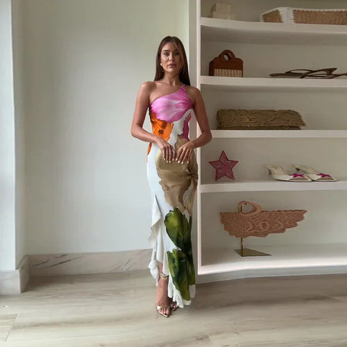 Chic Floral One-Shoulder Maxi Dress