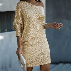 Stylish Women's Party Dress - Elegant Sparkling Fall Winter Design