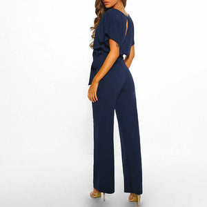 Women's Elegant Belted Jumpsuit with Wide-Leg Silhouette