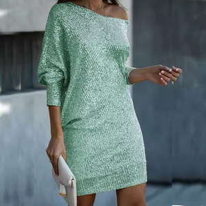 Stylish Women's Party Dress - Elegant Sparkling Fall Winter Design