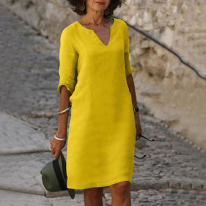 Stylish Mini Dress with V-Neck and 3/4 Sleeves