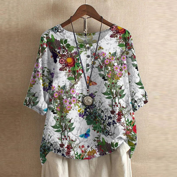 Women’s Vintage Floral Loose Fit  Boho Blouse