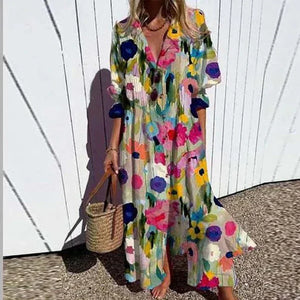 Women's Artistic Floral Print Maxi Dress