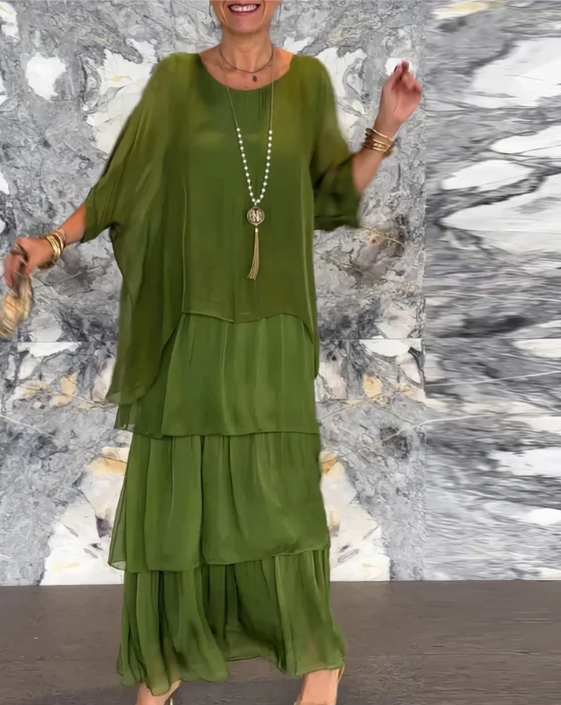 Women’s Boho Layered Maxi Dress Flowy Loose Fit Evening Outfit