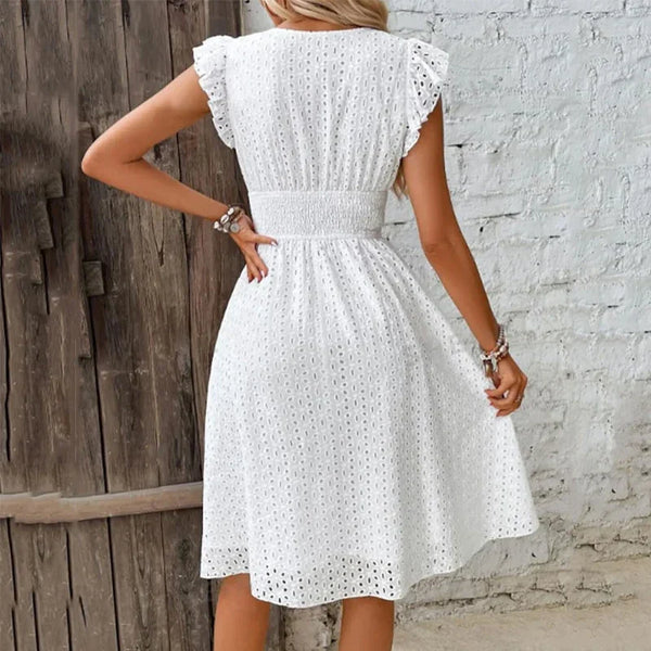 Women's V-Neck Eyelet Summer Dress