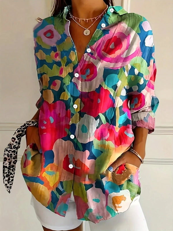 Women's Floral Button Front Blouse