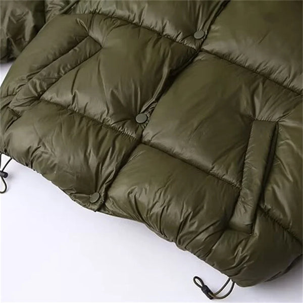 Women’s Cropped Hooded Puffer Jacket Oversized Winter Coat