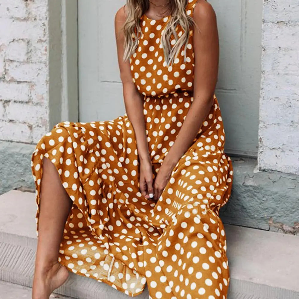 Stylish Polka Dot Maxi Dress for Women with Comfortable Fit