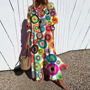 Women's Artistic Floral Print Maxi Dress