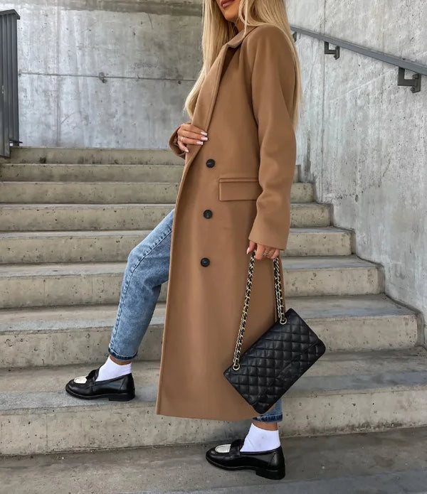 Elegant Longline Button-Up Women’s Trench Coat