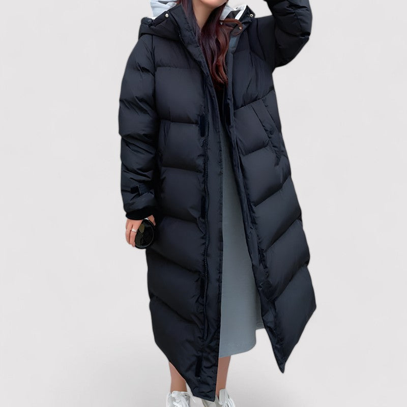 Stylish Women's Waterproof Black Hooded Puffer Jacket