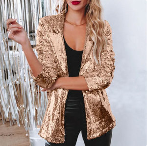 Women's Sequin Open-Front Blazer for Glamorous Style