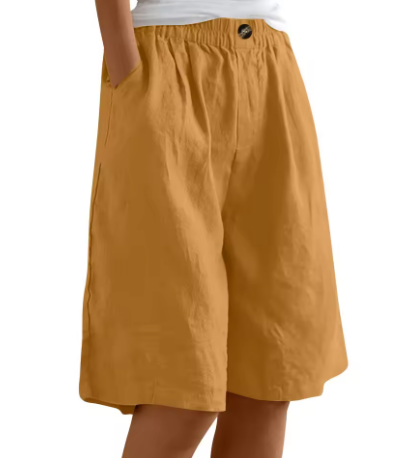 Women's Easy-Wear Knee-Length Shorts with Elastic Waist