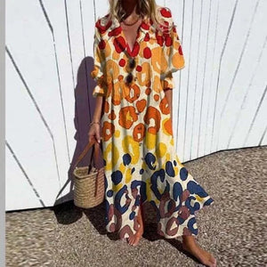 Women's Artistic Floral Print Maxi Dress