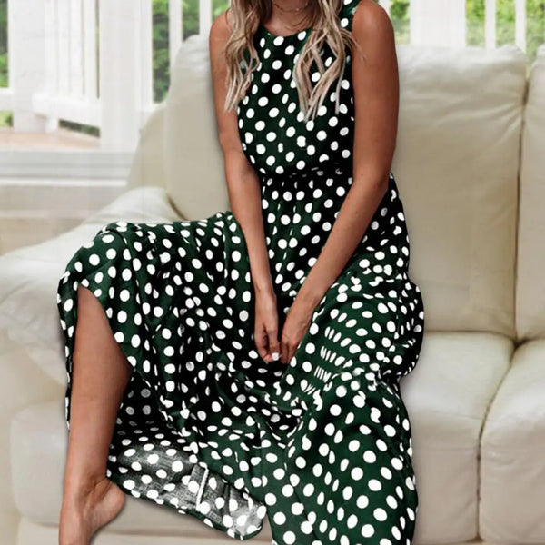 Stylish Polka Dot Maxi Dress for Women with Comfortable Fit