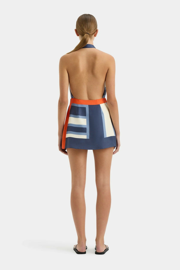striped silk wrap halterneck mini dress SIR. Pernille Wrap Halter Mini Dress | Stripe | Size 2