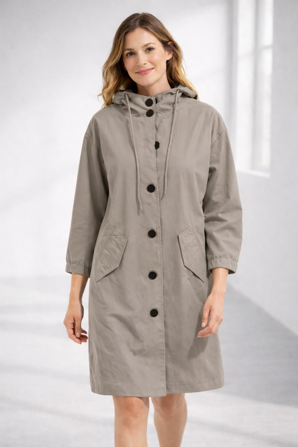 Chaqueta para mujer con capucha de longitud media