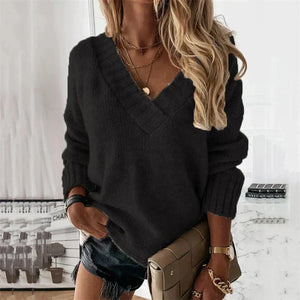 Cozy Soft V-Neck Knit Sweater