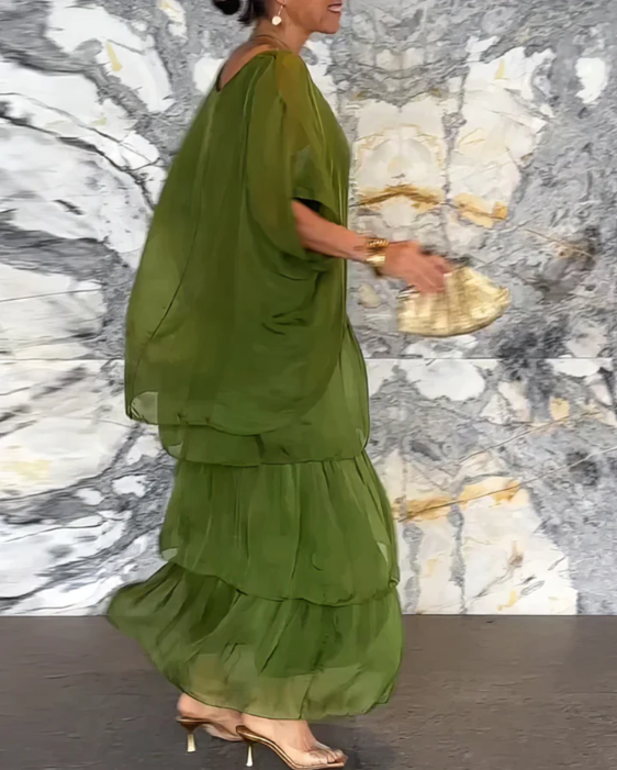 Women’s Boho Layered Maxi Dress Flowy Loose Fit Evening Outfit