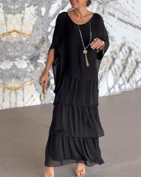 Women’s Boho Layered Maxi Dress Flowy Loose Fit Evening Outfit