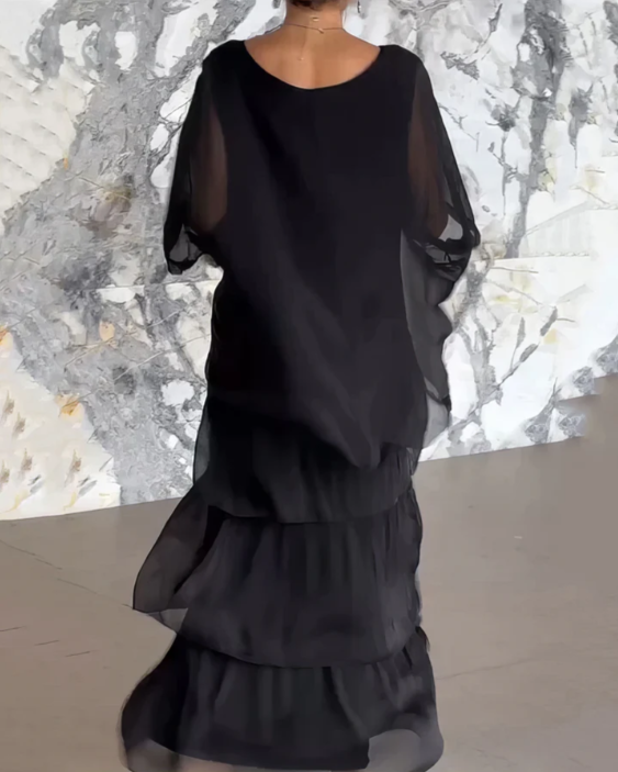 Women’s Boho Layered Maxi Dress Flowy Loose Fit Evening Outfit