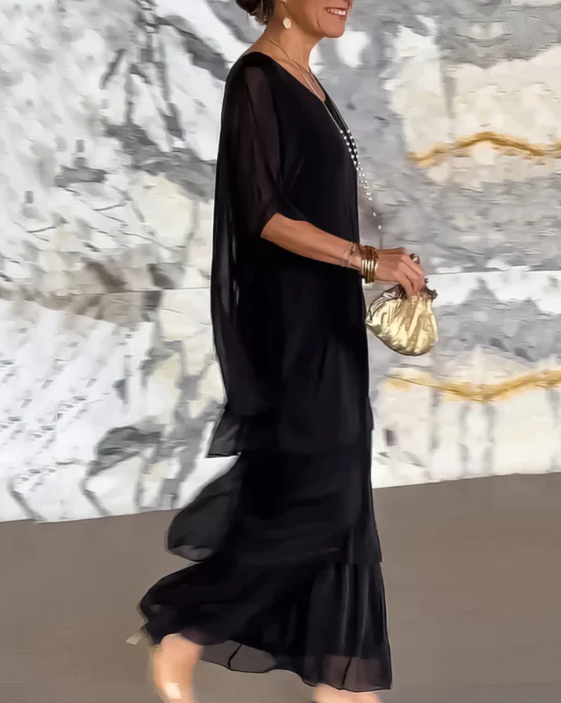 Women’s Boho Layered Maxi Dress Flowy Loose Fit Evening Outfit