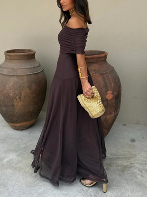 Women’s Elegant Off-Shoulder Flowing Maxi Evening Dress
