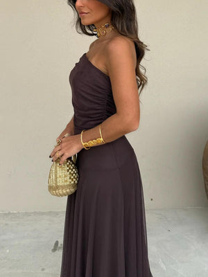 Women’s Elegant Off-Shoulder Flowing Maxi Evening Dress