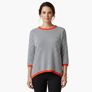 Striped Long Sleeve Top Women Relaxed Casual Fit