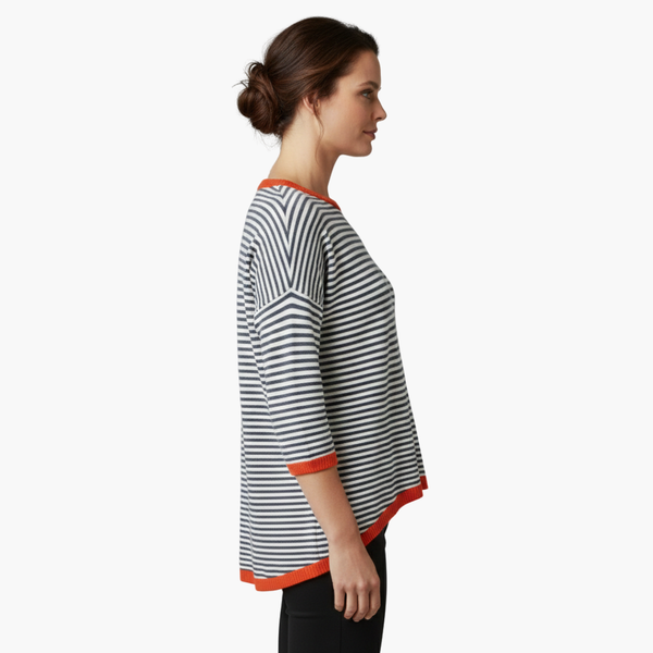 Striped Long Sleeve Top Women Relaxed Casual Fit