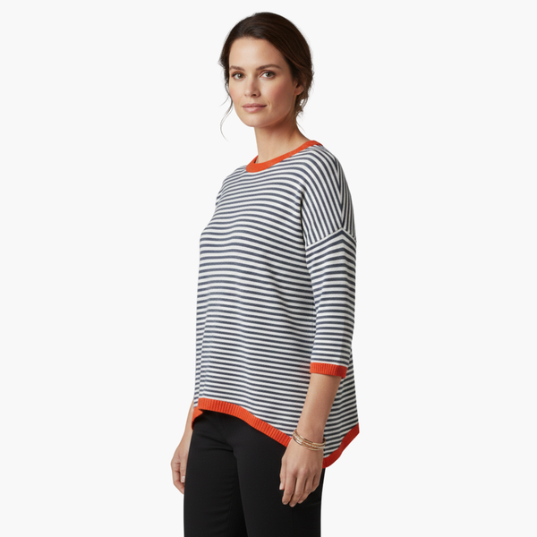 Striped Long Sleeve Top Women Relaxed Casual Fit