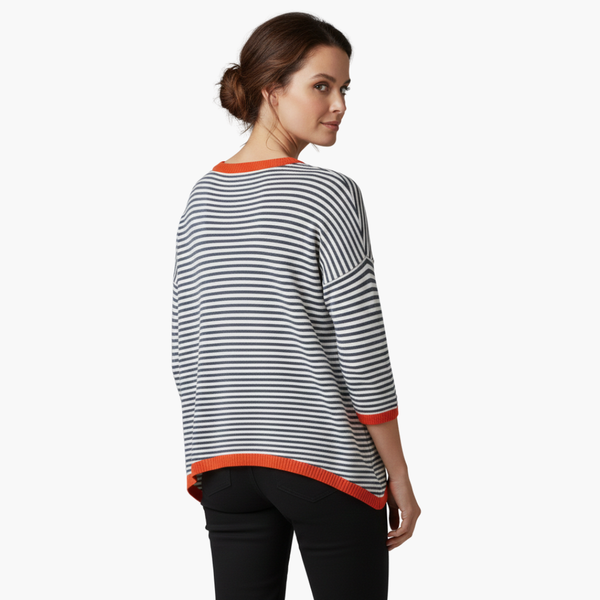 Striped Long Sleeve Top Women Relaxed Casual Fit