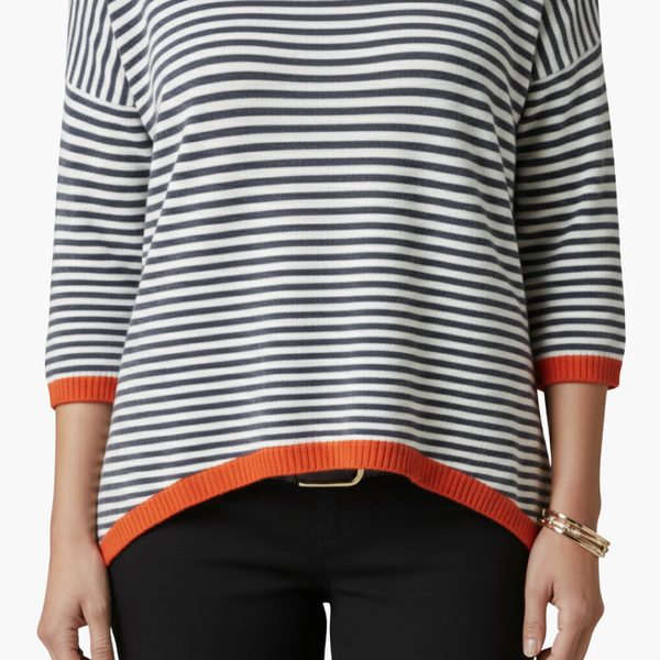 Striped Long Sleeve Top Women Relaxed Casual Fit
